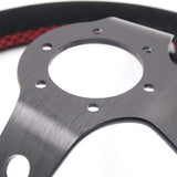 BJ 14771-Racing Steering Wheel suede Leather black iron frame