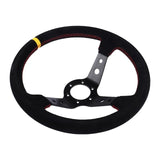 BJ 14771-Racing Steering Wheel suede Leather black iron frame
