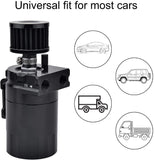 BJ 14977-Oil Catch Can Reservoir Tank with Air Filter Breather Baffled Aluminum Fittings Oil Dipstick Hole Breathable Kettle