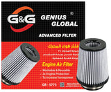 BJ 15993-5775-G&G Universal Clamp-On Air Filter: High Performance, Premium, Washable, Replacement Filter: Flange Diameter: 4.5 and 5 In, Filter Height: 7 In, Shape: Round Tapered