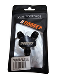 BJ 15753-BOOST Aluminum Y Fitting 6 X 6 X 6 AN Male Black