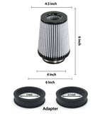 BJ 15992-4664-G&G Universal Clamp-On Air Filter: High Performance, Premium, Washable, Replacement Filter: Flange Diameter: 3,3.5 and 4 In, Filter Height: 6 In, Shape: Round Tapered
