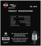 BJ 15994-4576-G&G Universal Clamp-On Air Filter: High Performance, Premium, Washable, Replacement Filter: Flange Diameter: 3,3.5 and 4 In, Filter Height: 5 In, Shape: Round Tapered