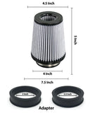 BJ 15994-4576-G&G Universal Clamp-On Air Filter: High Performance, Premium, Washable, Replacement Filter: Flange Diameter: 3,3.5 and 4 In, Filter Height: 5 In, Shape: Round Tapered