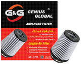BJ 15993-5775-G&G Universal Clamp-On Air Filter: High Performance, Premium, Washable, Replacement Filter: Flange Diameter: 4.5 and 5 In, Filter Height: 7 In, Shape: Round Tapered