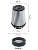 BJ 15993-5775-G&G Universal Clamp-On Air Filter: High Performance, Premium, Washable, Replacement Filter: Flange Diameter: 4.5 and 5 In, Filter Height: 7 In, Shape: Round Tapered