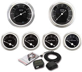BJ 22089-MOTOR METER RACING 6 Gauge Set Classic with GPS Electrical Speedometer Digital Odometer Black Dial
