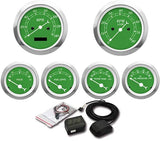 MOTOR METER RACING Digital Odometer Green Dial Dashboard 6 Gauge Set GPS Electrical Speedometer/Tachometer/Fuel Level/Voltmeter/Water Temp/Oil Pressure