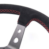 BJ 14771-Racing Steering Wheel suede Leather black iron frame