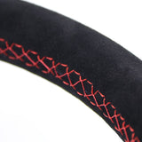 BJ 14771-Racing Steering Wheel suede Leather black iron frame