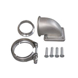 BJ 14518-3" V band T4 Turbo Stainless 90 Degree Elbow Adapter Flange 304 SS Cast + Clamp