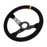 BJ 14771-Racing Steering Wheel suede Leather black iron frame