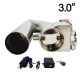 BJ 14248-Universal 3" Double Valve Electric Exhaust Cut Out Valve Exhaust Pipe Muffler Kit with Wireless Remote Control