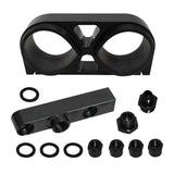 BJ 14960-Aluminum Twin Dual Double 044 Fuel Pump Manifold With Mounting Bracket Black