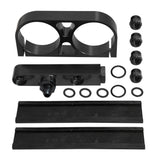 BJ 14960-Aluminum Twin Dual Double 044 Fuel Pump Manifold With Mounting Bracket Black
