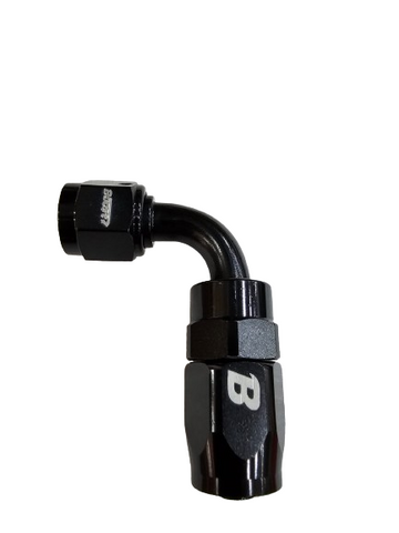 BJ 14316-BOOST Universal Fitting AN6 90 Degree Oil Fuel Swivel Hose End Aluminum Black