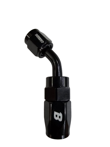 BJ 15635-BOOST 4AN Hose End Fitting 45 Degree Swivel for Braided Fuel Hose, Black
