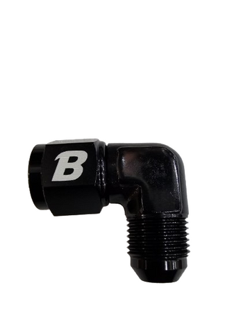 BJ 15660-BOOST -8AN Male To -8AN Female 90 Degree Swivel Coupler Fitting BLACK