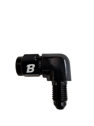 BJ 15657-BOOST -3 AN Male To -3 AN Female 90 Degree Swivel Coupler Fitting BLACK