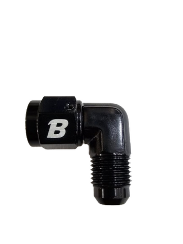 BJ 15659-BOOST -6AN Male To -6AN Female 90 Degree Swivel Coupler Fitting BLACK