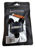 BJ 15759-BOOST FITTING AN8-10X10 Y-Block Adapter Fittings Aluminum Black