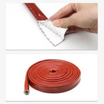 BJ 15862-Silicone Fiberglass Tube High Temperature Resistant Resin Coated Glass Fiber Braided Fireproof Sleeve Fire Retardant Casing Pipe