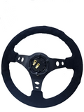BJ 14771-STEERING WHEEL ,BLACK WRAP,HOLE SPOKE ,DEEPTH 55MM,MOMO STYLE