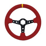 BJ 14771-STEERING WHEEL ,RED WRAP,HOLE SPOKE ,DEEPTH 55MM,MOMO STYLE
