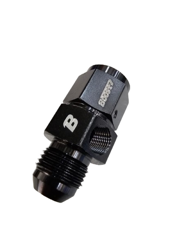 BJ 15679-BOOST Fuel Pressure Fitting 8AN Male to Female with 1/8 NPT Gauge Port Hose Adapter