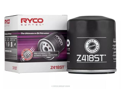 BJ 01365-Z418ST Ryco SynTec Oil Filter Toyota Land Cruiser 4.7L, Toyota Hilux 2.0L, 2.4L, 2.7L, 3.4L, and 4.0L