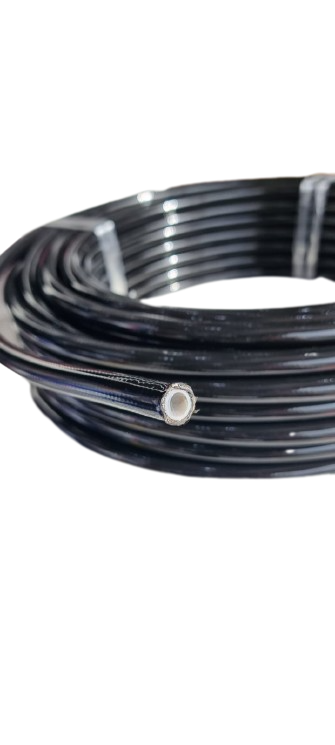 4 AN 12″ Stainless Braided PTFE Brake Line – Black PVC Coating – Straight Ends – Performance/Custom