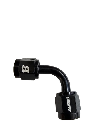 BJ 15647-BOOST 4AN Female To 4AN Female 90 Degree Swivel Coupler Union Fitting Adapter Black