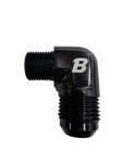 BJ 15712-BOOST 10AN Male to 3/8" NPT 90 Degree Fitting Adapter Aluminum Black Colo