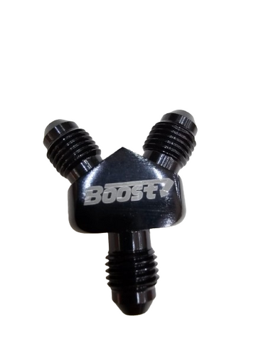 BJ 15751-BOOST 4AN Y Adapters Male Flare Fuel Line Hose Fitting Block Tee Pipe Aluminum Adapter 4 AN to AN 4 to AN4 Male Thread Black