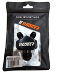 BJ 15761-BOOST FITTING AN10-6X6 BLACK Y FITTING  ALUMINUM