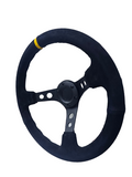 BJ 14771-STEERING WHEEL ,BLACK WRAP,HOLE SPOKE ,DEEPTH 55MM,MOMO STYLE