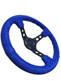 BJ 14771-STEERING WHEEL ,Blue WRAP,HOLE SPOKE ,DEEPTH 55MM,MOMO STYLE