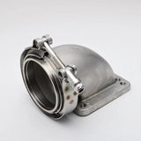 BJ 14518-3" V band T4 Turbo Stainless 90 Degree Elbow Adapter Flange 304 SS Cast + Clamp