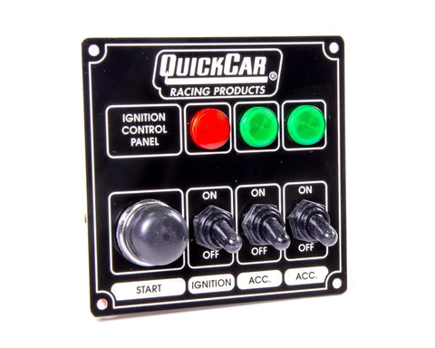BJ 370041-Quickcar 50-825 Black Plate, 3 Switches & 1 Button w/ Lights