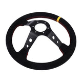 BJ 14771-Racing Steering Wheel suede Leather black iron frame