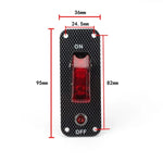 BJ 43012-Carbon Fiber Racing Car 12V Ignition Switch Panel Rally Engine Start Red LED Toggle Switch with Cover and Indicator Light