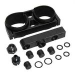 BJ 14960-Aluminum Twin Dual Double 044 Fuel Pump Manifold With Mounting Bracket Black